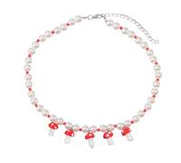 WBDWWTD TQHGM Accessoire Champignon pour Femme, Bohême Multicolore Perles Mixtes Mignon Dessin Animé Graine De Champignon Perles Bijoux Doux, Tour De Cou Champignon