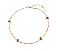 WBDWWTD TQHGM Accessoire Champignon pour Femme, Bohême Multicolore Perles Mixtes Mignon Dessin Animé Graine De Champignon Perles Bijoux Doux, Tour De Cou Champignon