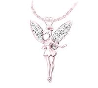 WBDWWTD X pour Les Femmes, Pendentif Contes en Argent Sterling 925, Princesse en Cristal Doux, Fleur Scintillante élégante, Collier, Bijoux fée Clochette
