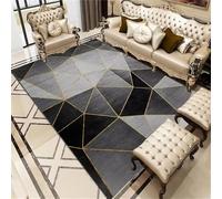 WBDYMX DéCoration Chambre Tapis Antistatique 100x120CM de Cuisine antidérapant Gris géométrique Moderne Noir Moquette Acoustique Sol Gamer