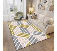WBDYMX Decoration Chambre Ado Fille Moderne Tapis d'évier de Cuisine 200x300CM insonorisation Gris rayé Jaune-Vert sous-chaises litière pour Chat