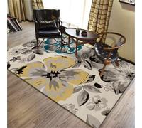 WBDYMX Grand Tapis Exterieur Sortie de litiere Chat 160x230CM Deco Chambre bébé garçon Gris Floral Jaune Bleu Decoration Garcon Balcon