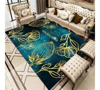 WBDYMX Tapis Enfant Pliable Moquette Couloir 70x120CM d'extérieur pour terrasse Bleu Floral Jaune Restaurant Sortie de litiere Chat