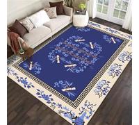 WBDYMX Tapis Fitness de Picnic 100x120CM terrasse Exterieur Resistant Pluie Bleu Floral Vintage Grand Pas Cher Decoration Chambre Enfant Garcon