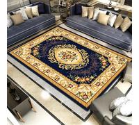 WBDYMX Tapis Grande Taille Salon Moquette Exterieur 120x180CM litiere Bleu Floral Vintage Jaune Stitch Chambre Fille Extérieur