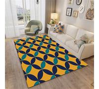 WBDYMX Tapis Litière pour Chat Route Enfant 160x230CM antidérapant Jaune géométrique Moderne Bleu Decoration Chambre Garcon