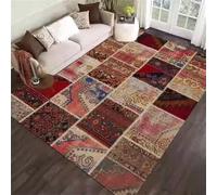 WBDYMX Tapis Rectangulaire Paillasson Extérieur d'extérieur terrasse Rouge Long 50x80CM Floral rétro Multicolore. Chemin Couloir de intérieur