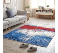 WBDYMX Tapis Salon Pas Cher De Bains paillasson Personnalisable Bleu Restaurant 100x200CM Abstrait Rouge et Gris. décoration Chambre bébé Moquette Acoustique