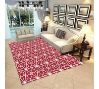 WBDYMX Tapis Table Basse shampouineuse 120x160CM Chambre Enfant Rouge Floral géométrique Moderne de Sol Cuisine Garcon