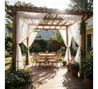Wbesty Lot de 2 rideaux moustiquaire d'extérieur avec passe-tringle en maille fine pour terrasse, pergola, tonnelle, balcon, extérieur, blanc, 2,3 x 3 m