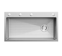 WBJGUOD Ensemble de Drainage pour évier de Cuisine en Acier Inoxydable avec Lave-Tasses, Panier d'égouttage et Distributeur de Savon (75 * 41 cm - 3)