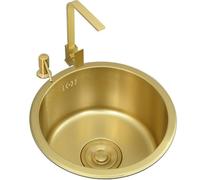 WBJGUOD Évier de Cuisine Artisanal avec Robinet carré, bonde d'eau, Distributeur de Savon à vanne d'angle (40 cm)