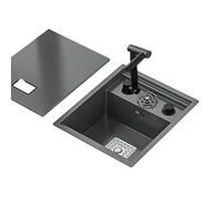 WBJGUOD Évier de Cuisine en Acier Inoxydable avec Robinet Multifonction, Conception compacte idéale pour Les Camping-Cars et Les Petites Cuisines, Couvercle et Siphon intégré Inclus.