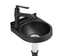 WBJGUOD Lavabo en Acier Inoxydable, évier Mural Noir pour Camping-Car, Petit modèle Lavabo avec Robinet, bac Simple et bonde, pour Camping-Car, Fourgon, Bar (Edelstahl)