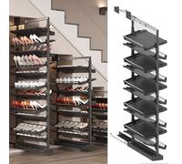 WBLING Étagère à Chaussures coulissante, Organisateur Vertical empilable et réglable en métal avec Rails amortisseurs, Rangement Gain de Place pour Bottes et Chaussures, capacité de 14 Niveaux