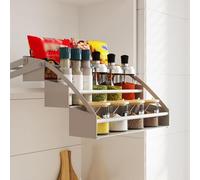 WBLING Étagère coulissante pour armoires de cuisine, rangement rétractable à 3 couches pour bouteilles d'épices et pots d'assaisonnement, solution de rangement pour armoire de cuisine