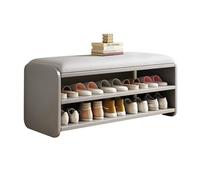 WBLING Meuble à chaussures en bois massif - Banc d'entrée avec coussin, étagère de rangement à chaussures à 2 niveaux, tabouret assis pour la maison, le couloir, la chambre à coucher, le vestiaire