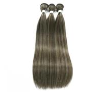 WBLSPA Extensions de Cheveux raides Tissage ombré synthétique Super Long 36 Pouces Faisceaux de Cheveux complètement raides pour finir-Brun Piano - L-32 pouces-80 cm