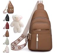 Wbougisay Crossbody Bag, Anti-Theft Embroidery Solid Color Crossbody Bag for Daily Travel, Multiple Pockets, Large Capacity (Brown)