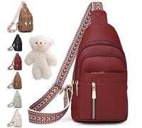 Wbougisay Crossbody Bag, Anti-Theft Embroidery Solid Color Crossbody Bag for Daily Travel, Multiple Pockets, Large Capacity (Red)