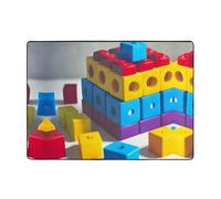 WBQLSL 203,2 x 147,3 cm - Tapis imprimé blocs de construction colorés pour salon, bureau, balcon, table de chevet, tapis de table basse