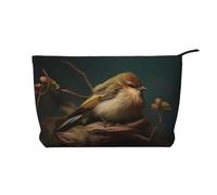 WBQLSL Adorable petit oiseau perchoir imprimé en velours côtelé sac de rangement cosmétique essentiel de voyage