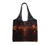 WBQLSL All Hallows' Eve Sac en toile imprimé pour femme Sac à bandoulière décontracté + sac à main Design double usage