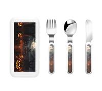 WBQLSL All Hallows' Eve Vaisselle pour enfants 3 pièces Vaisselle pour enfants Vaisselle pour enfants Vaisselle portable pour pique-nique