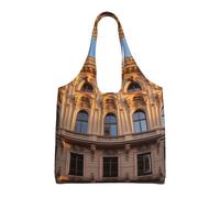 WBQLSL Architecture classique Sac en toile imprimée pour femme - Sac à bandoulière décontracté + sac à main design double usage