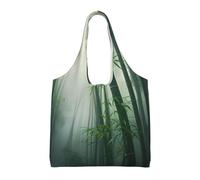 WBQLSL Bamboo Woodland Sac à bandoulière - Pratique à transporter, adapté pour le shopping, le travail et l'étude, noir, taille unique
