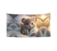 WBQLSL Bannière de fête d'anniversaire imprimée avec motif de souris ringard - Convient pour la décoration murale de fond de fête