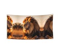 WBQLSL Bannière de fête d'anniversaire imprimée lion d'Amérique du Nord - Convient pour la décoration murale de fond de fête