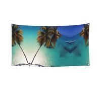 WBQLSL Bannière de fête d'anniversaire imprimée soleil noix de coco plage - Convient pour la décoration murale de vacances