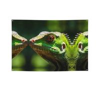 WBQLSL Bannière de fête imprimée caméléon aux yeux rouges 119,4 x 180,3 cm pour anniversaire/Noël/remise de diplôme/anniversaire