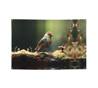 WBQLSL Bannière de fête imprimée petit oiseau perchoir prédateur 119,4 x 180,3 cm pour anniversaire/Noël/remise de diplôme/anniversaire de mariage