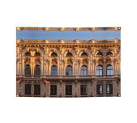 WBQLSL Bannière imprimée d'architecture classique, parfaite pour les anniversaires, les réunions, les remises de diplôme et les célébrations d'anniversaire.