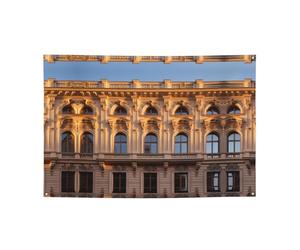 WBQLSL Bannière imprimée d'architecture classique, parfaite pour les anniversaires, les réunions, les remises de diplôme et les célébrations d'anniversaire.