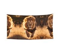 WBQLSL Bannière imprimée lion d'Amérique du Nord en cours d'exécution pour fête d'anniversaire - Convient pour la décoration murale de fond de vacances