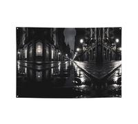 WBQLSL Bannière imprimée « Rainy Day in the Street » de 119,4 x 180,3 cm pour anniversaire/Noël/remise de diplôme/anniversaire de mariage
