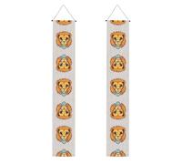 WBQLSL Bannières décoratives imprimées avec petit lion de dessin animé adaptées pour un anniversaire, un mariage, une célébration, un événement