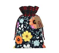 WBQLSL Beau sac cadeau à fleurs colorées avec cordon de serrage, fournitures de fête de Noël, sac cadeau de Noël en toile de jute 21,1 x 30 cm