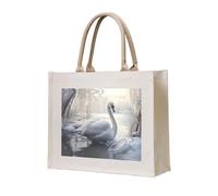 WBQLSL Beau sac fourre-tout en toile imprimée cygne blanc peut être utilisé pour le rangement, le pique-nique, la plage, la piscine et d'autres scènes.