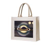 WBQLSL Beau sac fourre-tout en toile imprimée Saturne | Sac de rangement léger, parfait pour la plage, les pique-niques et les achats quotidiens