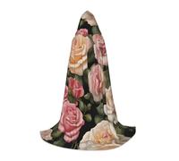 WBQLSL Beaucoup de belles roses imprimées petite cape à capuche, costume, costume d'adolescent, accessoire de fête, décoration de fête, tailles S/M/L