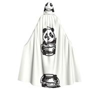 WBQLSL Bébé panda mangeant de la nourriture Cape d'Halloween imprimée Cape à capuche pour bal masqué, carnaval ou cosplay costume