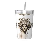 WBQLSL Belle bouteille Medusa en acier inoxydable à motif méduse, tasse à paille conique portable amovible, tasse à eau pour sports de plein air