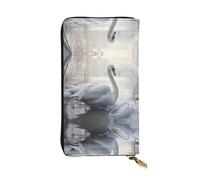 WBQLSL Belle pochette en cuir imprimé cygne blanc - 19 x 10,4 cm