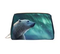 WBQLSL Belle trousse de maquillage en cuir avec méduses pour transporter des produits cosmétiques avec vous, Ours polaire Aurora, Taille unique