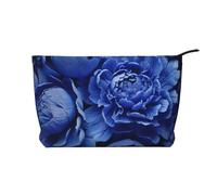 WBQLSL Belle trousse de maquillage en velours côtelé imprimé pivoines - Trousse de rangement pour cosmétiques essentiels de voyage