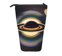 WBQLSL Belle trousse rétractable imprimée Saturne, parfaite pour le maquillage, la papeterie ou un porte-monnaie.